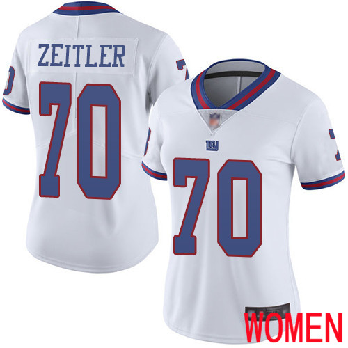 Women New York Giants #70 Kevin Zeitler Limited White Rush Vapor Untouchable Football NFL Jersey